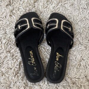 Sam Edelman Black and Tan Slide Sandals